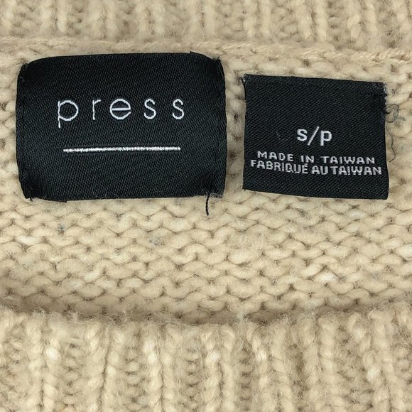 Press Cream & Black Cozy Boho Aztec Wool Blend Crew Neck Fringed Sweater Western - Picture 7 of 13